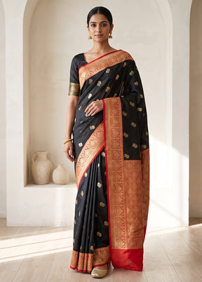 Black Katan Silk Saree With Blouse Piece