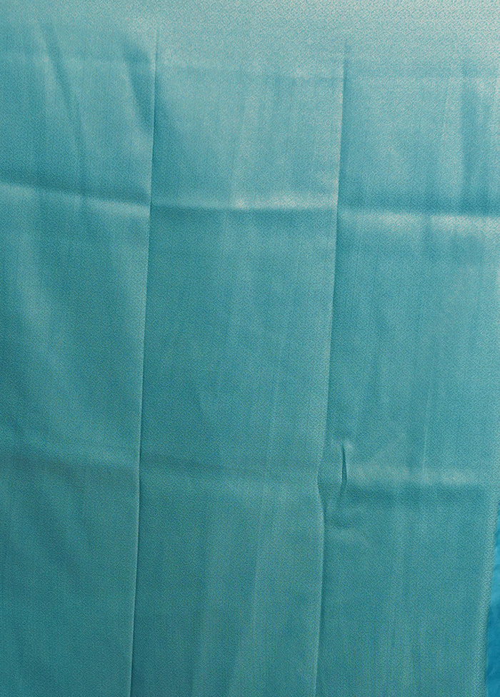 Blue Dupion Silk Saree With Blouse Piece