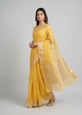Yellow Organza Saree With Blouse Piece