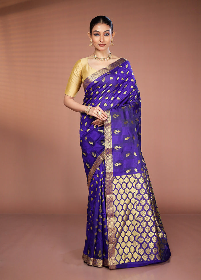 Blue Kanjivaram Silk Saree With Blouse Piece