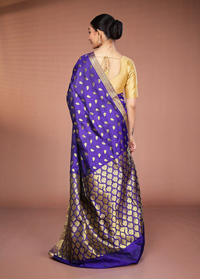 Blue Kanjivaram Silk Saree With Blouse Piece