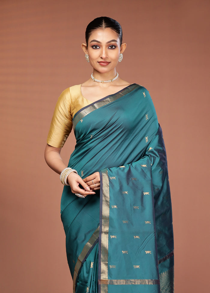 Green Kanjivaram Silk Saree With Blouse Piece
