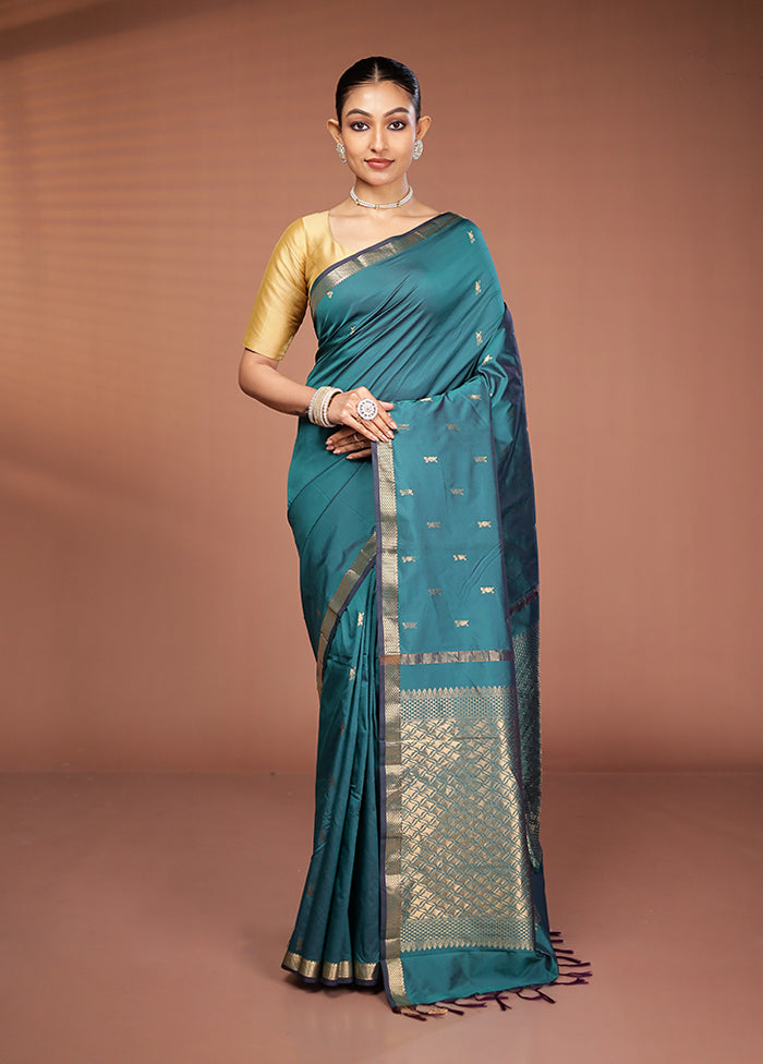 Green Kanjivaram Silk Saree With Blouse Piece