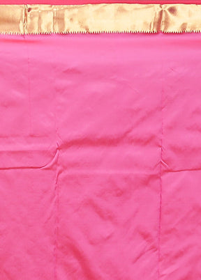 Pink Kanjivaram Silk Saree With Blouse Piece