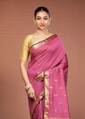 Purple Kanjivaram Silk Saree With Blouse Piece