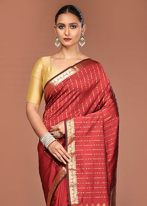 Brown Kanjivaram Silk Saree With Blouse Piece