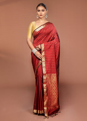 Brown Kanjivaram Silk Saree With Blouse Piece