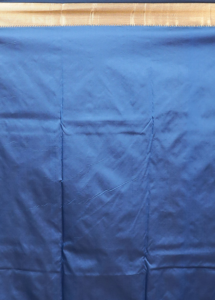 Blue Kanjivaram Silk Saree With Blouse Piece