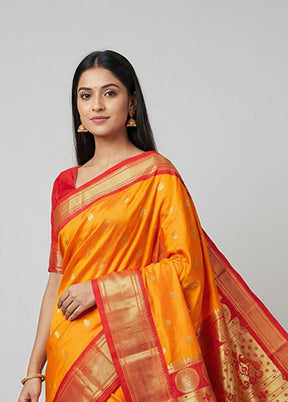Yellow Kanjivaram Silk Saree With Blouse Piece