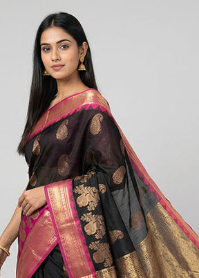 Black Cotton Saree With Blouse Piece