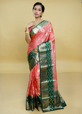 Pink Kora Silk Saree With Blouse Piece