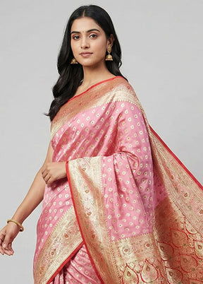 Pink Tanchoi Silk Saree With Blouse Piece