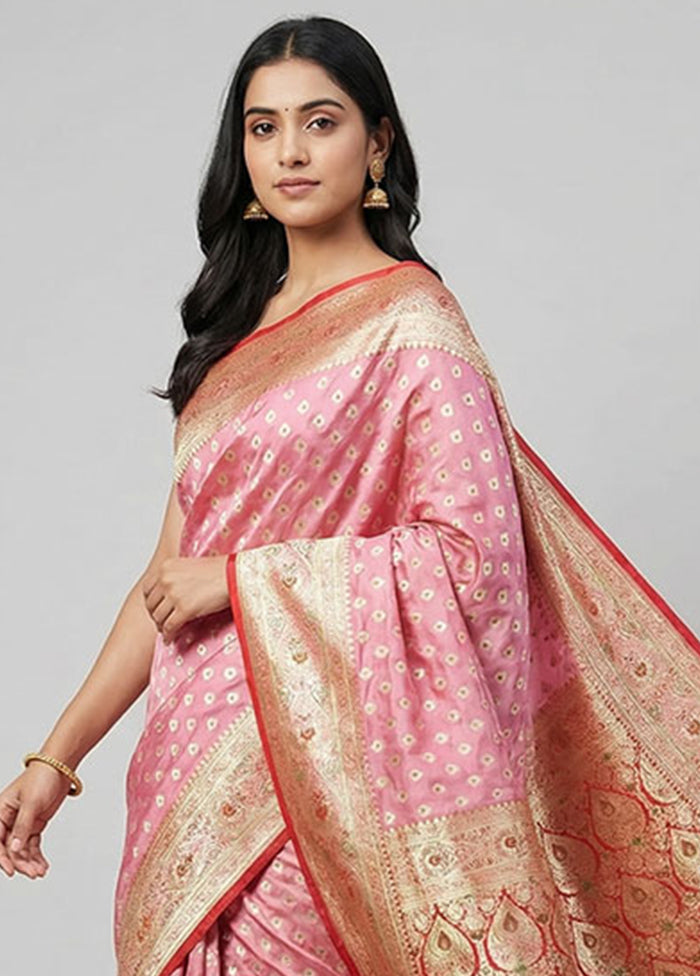 Pink Tanchoi Silk Saree With Blouse Piece