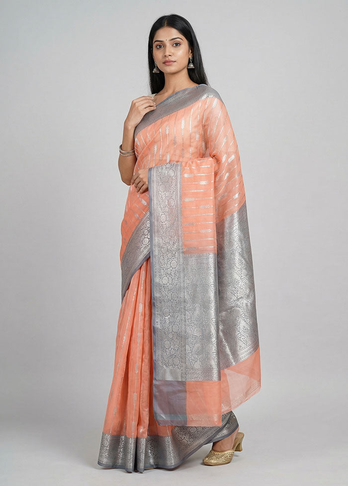 Pink Organza Saree With Blouse Piece