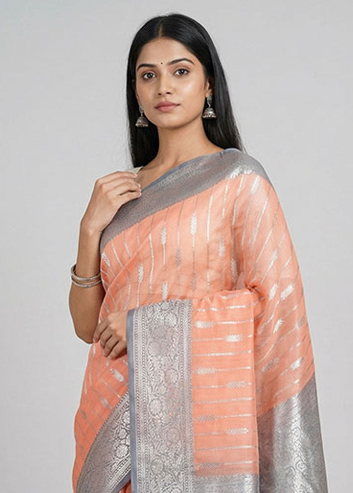 Pink Organza Saree With Blouse Piece
