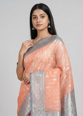 Pink Organza Saree With Blouse Piece