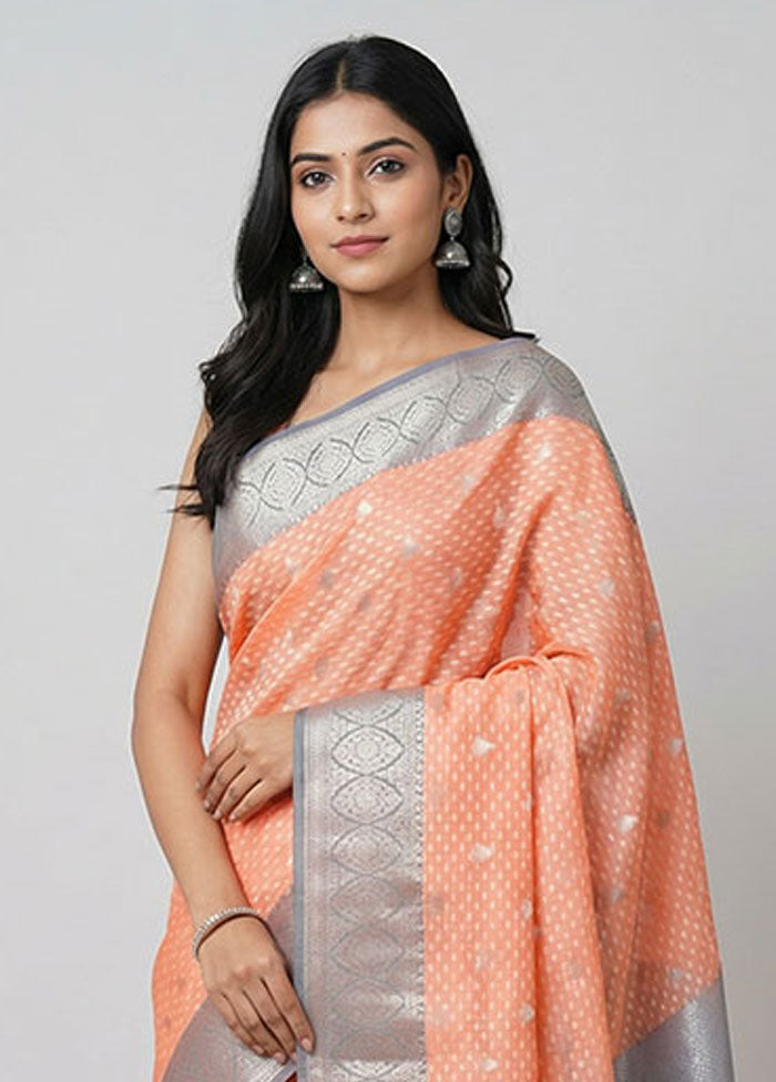 Pink Organza Saree With Blouse Piece
