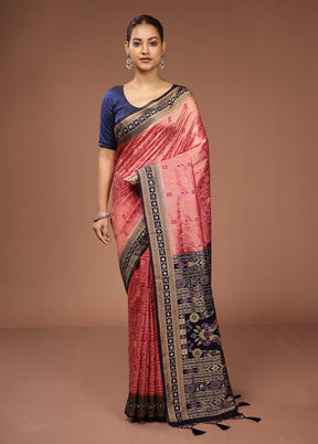 Peach Dupion Silk Saree With Blouse Piece