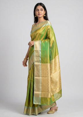 Green Tissue Silk Saree With Blouse Piece
