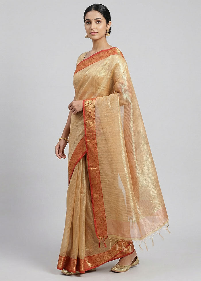 Yellow Cotton Saree With Blouse Piece