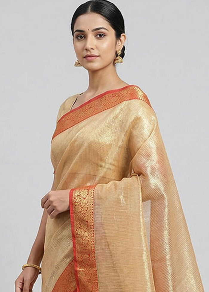 Yellow Cotton Saree With Blouse Piece