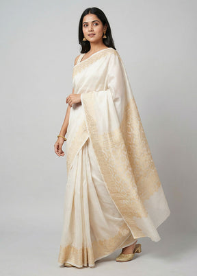 White Cotton Saree With Blouse Piece