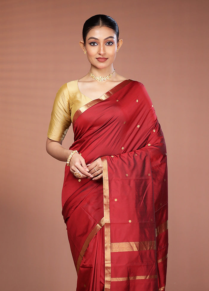 Maroon Kanjivaram Silk Saree With Blouse Piece