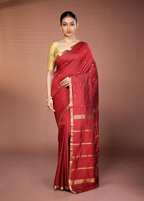 Maroon Kanjivaram Silk Saree With Blouse Piece