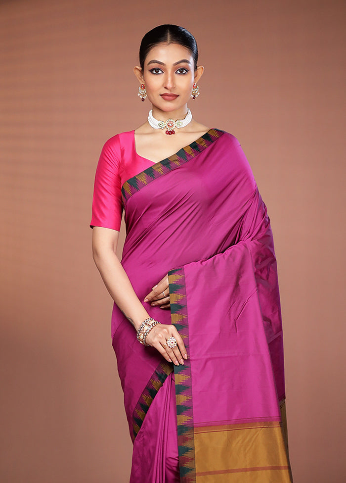 Pink Kanjivaram Silk Saree With Blouse Piece