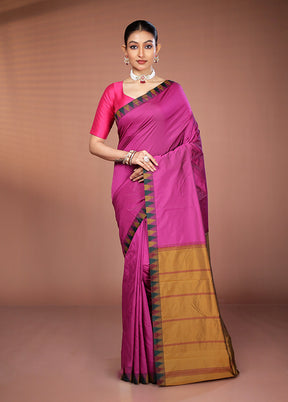 Pink Kanjivaram Silk Saree With Blouse Piece