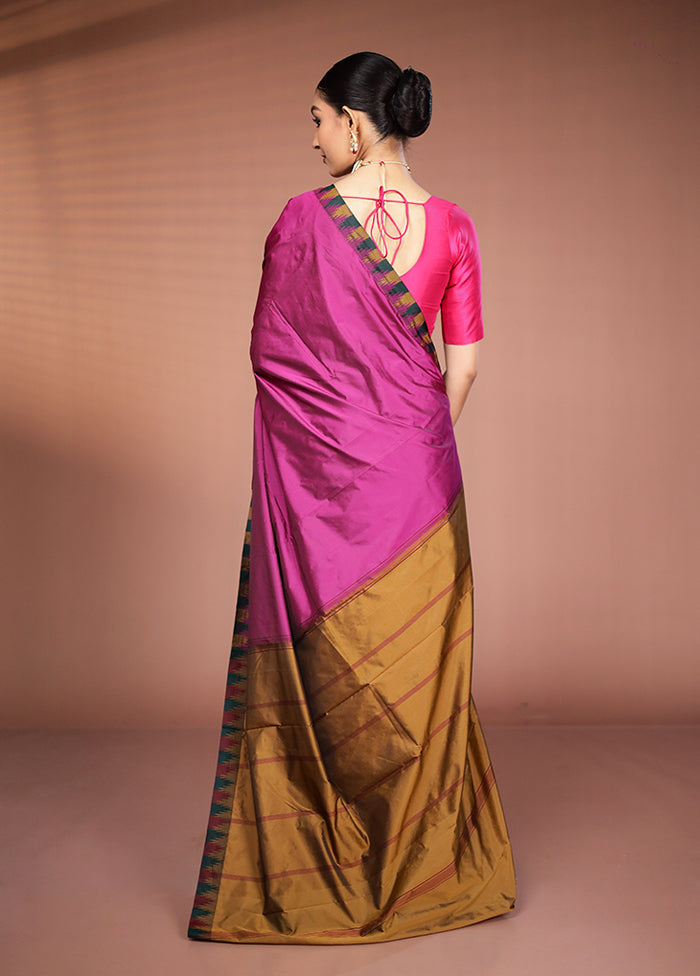 Pink Kanjivaram Silk Saree With Blouse Piece