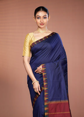 Blue Kanjivaram Silk Saree With Blouse Piece