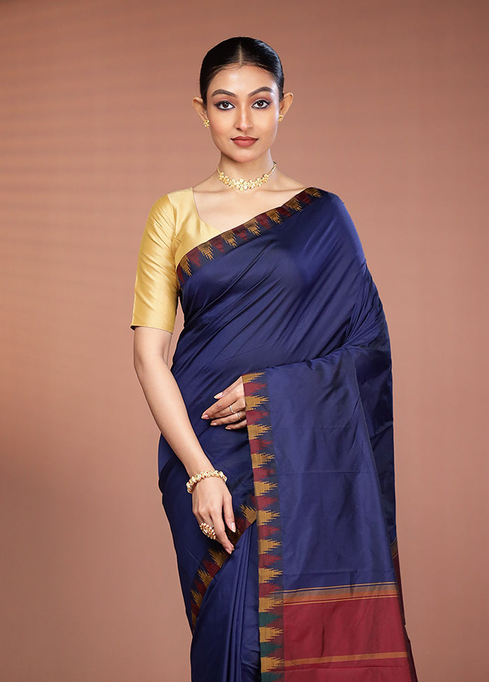 Blue Kanjivaram Silk Saree With Blouse Piece