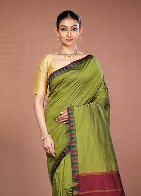 Green Kanjivaram Silk Saree With Blouse Piece