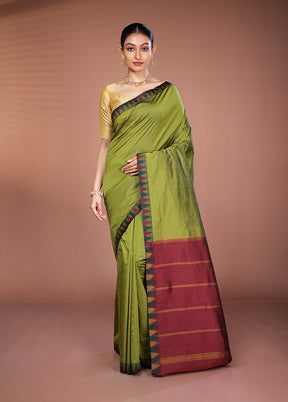 Green Kanjivaram Silk Saree With Blouse Piece