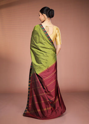 Green Kanjivaram Silk Saree With Blouse Piece
