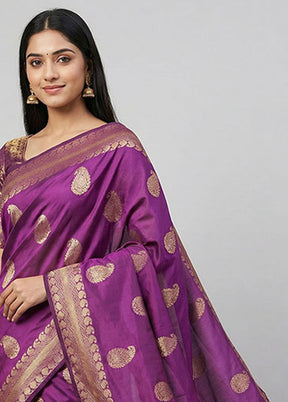 Purple Kanjivaram Silk Saree With Blouse Piece