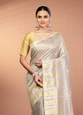 Blue Tissue Silk Saree With Blouse Piece
