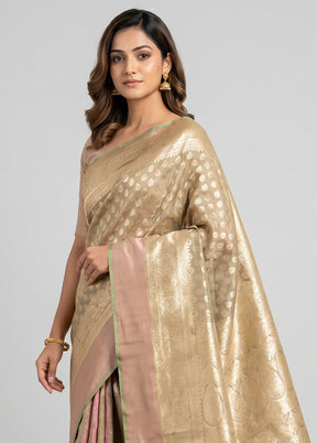 Cream Banarasi Silk Saree With Blouse Piece
