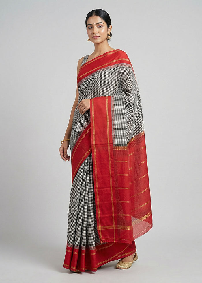 Black Handloom Kanjivaram Pure Silk Saree With Blouse Piece