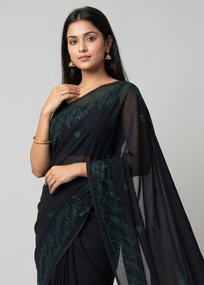 Blue Georgette Saree With Blouse Piece