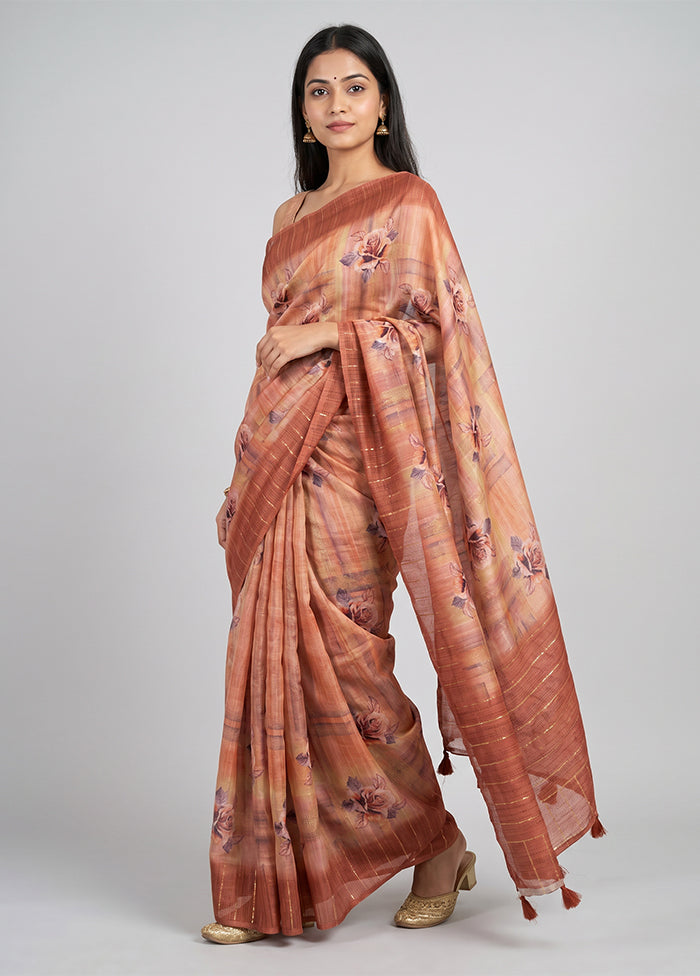 Pink Dupion Silk Saree With Blouse Piece