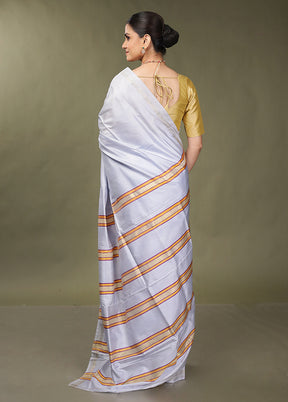 Purple Kalakshetra Silk Saree With Blouse Piece