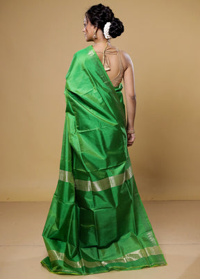 Green Kalakshetra Silk Saree With Blouse Piece