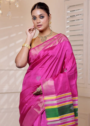 Pink Kalakshetra Silk Saree With Blouse Piece