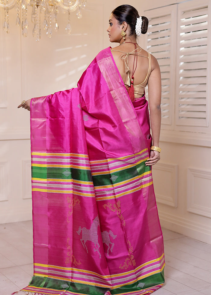 Pink Kalakshetra Silk Saree With Blouse Piece