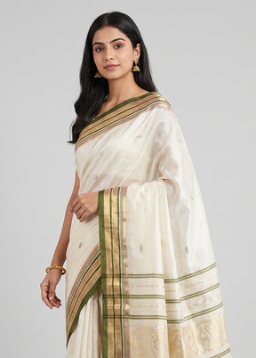Cream Garad Silk Saree Without Blouse Piece