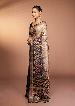 Black Dupion Silk Saree With Blouse Piece