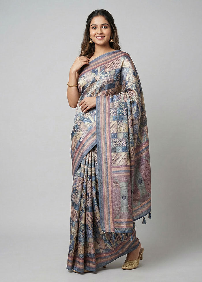 Multicolor Dupion Silk Saree With Blouse Piece