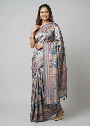 Multicolor Dupion Silk Saree With Blouse Piece